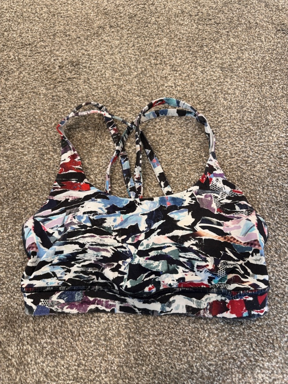 Lululemon Abstract Multicolor Strappy Sports Bra